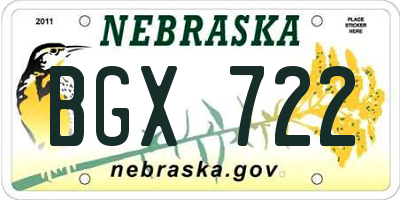 NE license plate BGX722