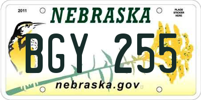 NE license plate BGY255