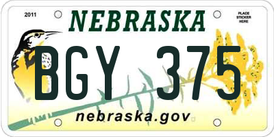 NE license plate BGY375