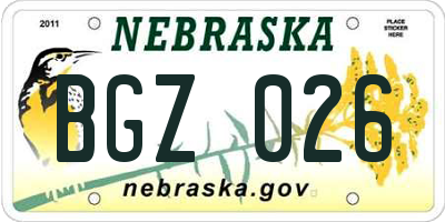 NE license plate BGZ026