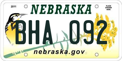 NE license plate BHA092
