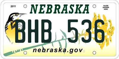 NE license plate BHB536
