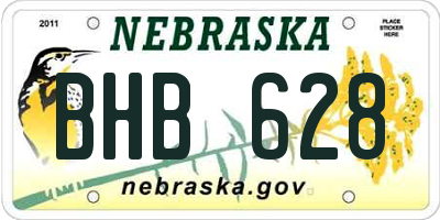 NE license plate BHB628