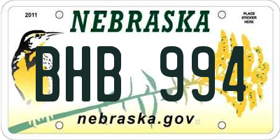 NE license plate BHB994