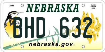 NE license plate BHD632