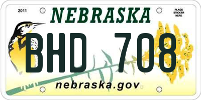 NE license plate BHD708
