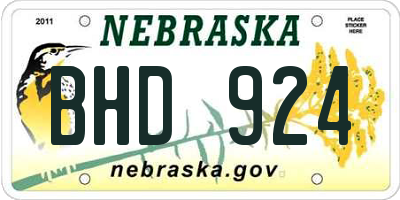 NE license plate BHD924