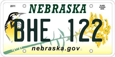 NE license plate BHE122