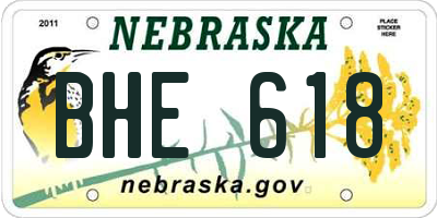 NE license plate BHE618