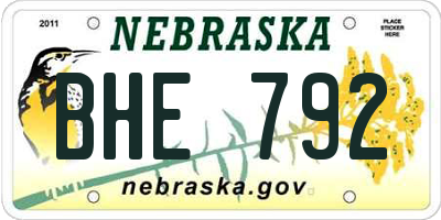 NE license plate BHE792