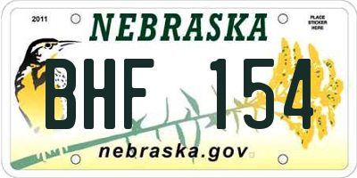 NE license plate BHF154