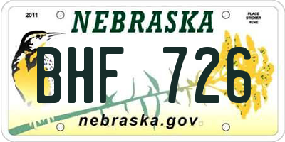 NE license plate BHF726