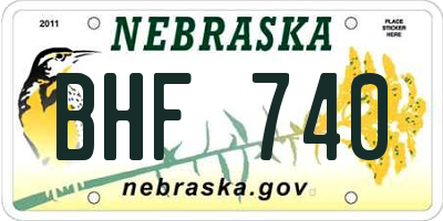 NE license plate BHF740