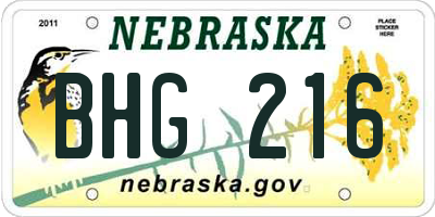 NE license plate BHG216