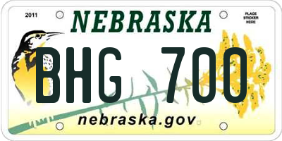 NE license plate BHG700