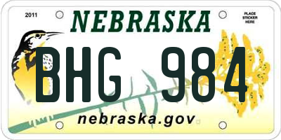 NE license plate BHG984