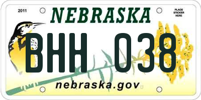 NE license plate BHH038