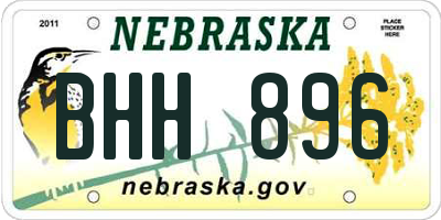 NE license plate BHH896