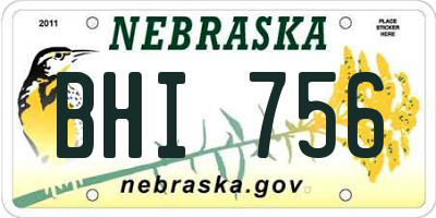 NE license plate BHI756