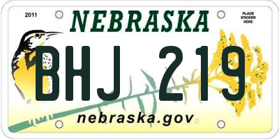 NE license plate BHJ219