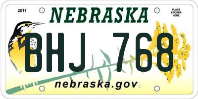 NE license plate BHJ768