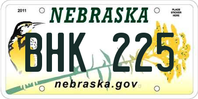 NE license plate BHK225