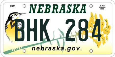 NE license plate BHK284