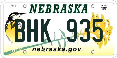 NE license plate BHK935
