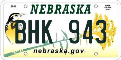 NE license plate BHK943