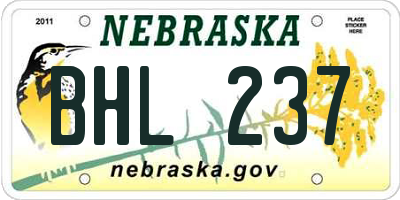 NE license plate BHL237