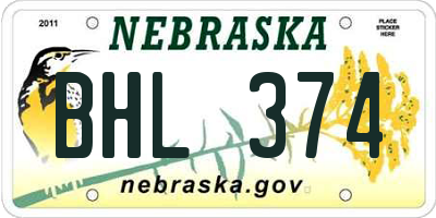 NE license plate BHL374