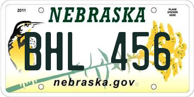NE license plate BHL456