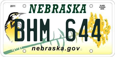 NE license plate BHM644