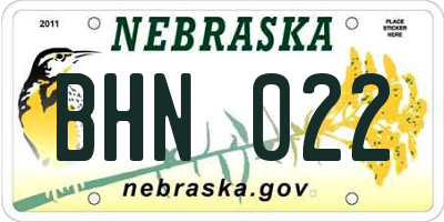 NE license plate BHN022