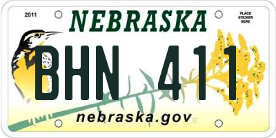 NE license plate BHN411