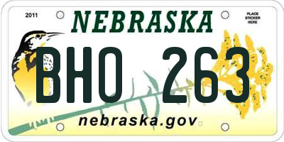 NE license plate BHO263