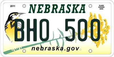 NE license plate BHO500