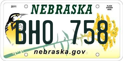 NE license plate BHO758