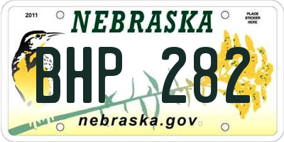 NE license plate BHP282
