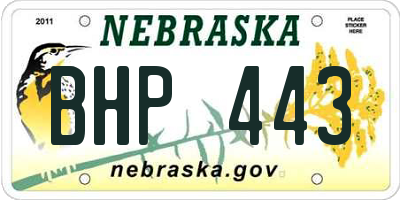 NE license plate BHP443