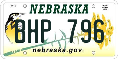 NE license plate BHP796
