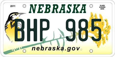 NE license plate BHP985