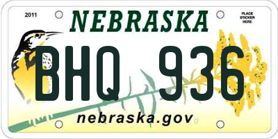 NE license plate BHQ936