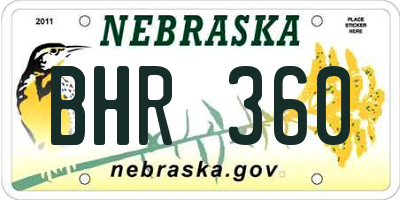 NE license plate BHR360