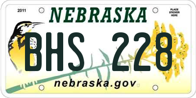 NE license plate BHS228