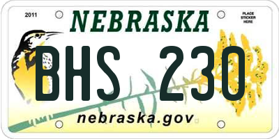 NE license plate BHS230