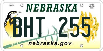 NE license plate BHT255