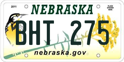 NE license plate BHT275