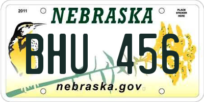 NE license plate BHU456