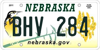 NE license plate BHV284